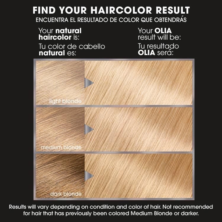 Olia 9.0 light blonde before after swatch